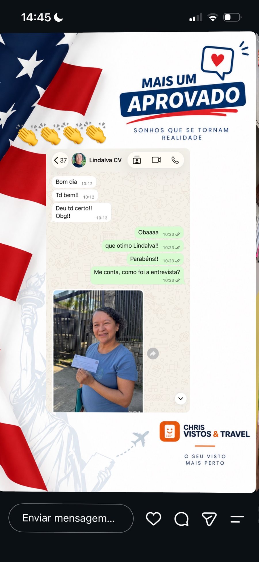 Lindalva · Visto aprovado em mãos
